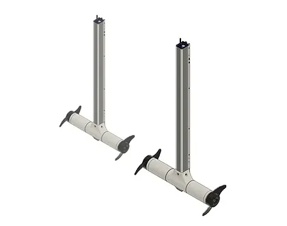 Two DockStar units side by side, one a little behind the other: each an aluminum mast with a white pod and a propeller at each end.