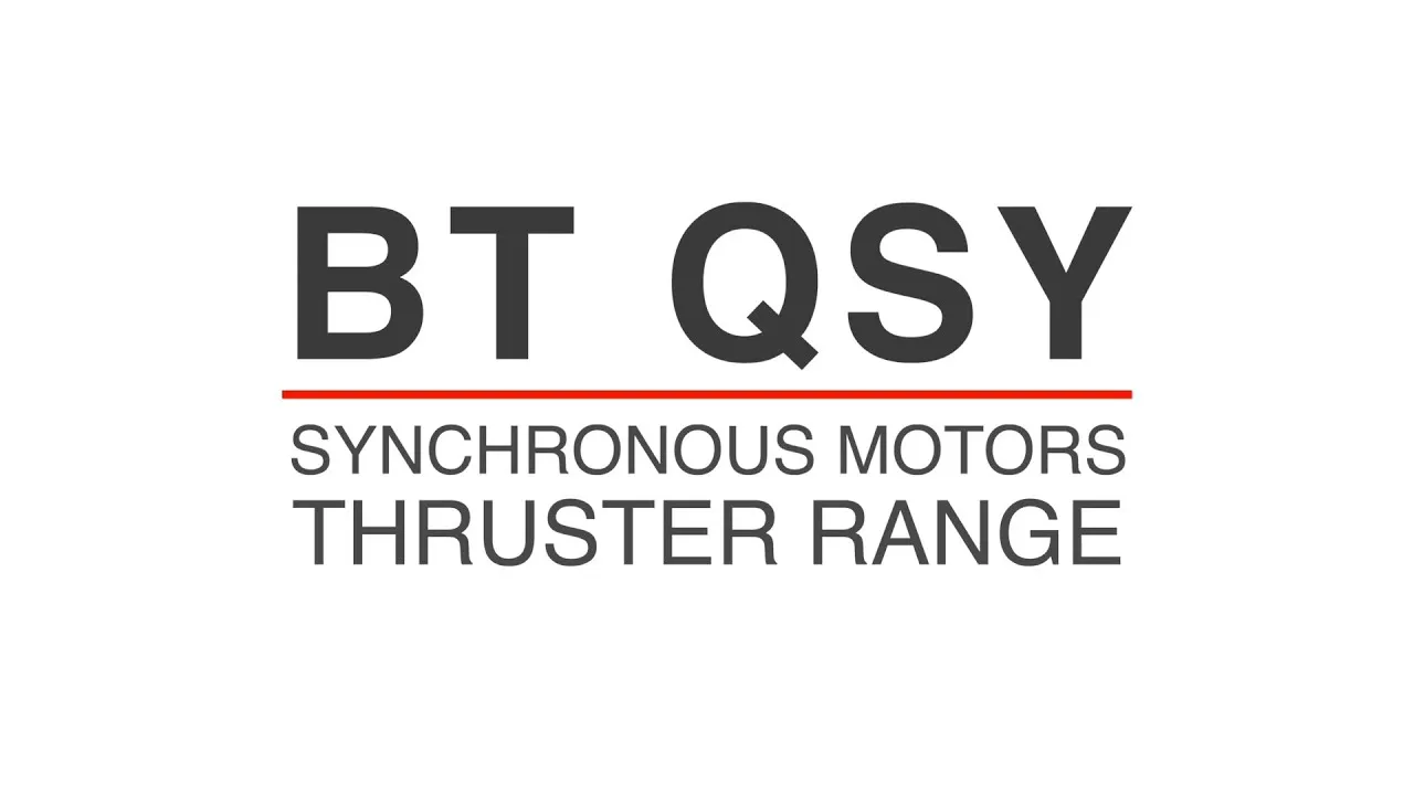 A still from Quick's video: the title card BT QSY, synchronous motors thruster range.